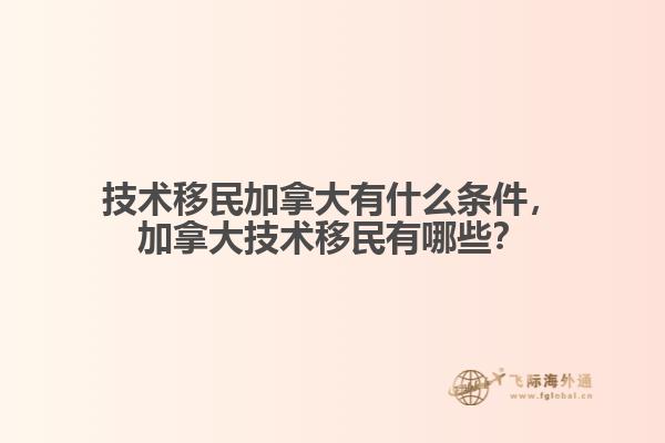 技術(shù)移民加拿大有什么條件，加拿大技術(shù)移民有哪些？