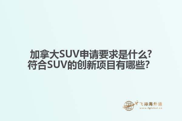 加拿大SUV申請要求是什么?符合SUV的創(chuàng)新項目有哪些？