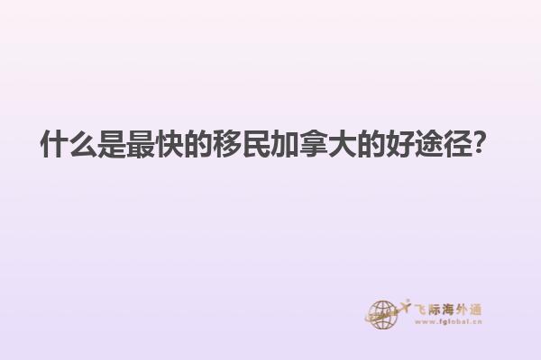 什么是最快的移民加拿大的好途徑？