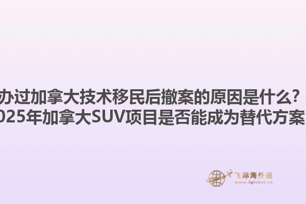 辦過加拿大技術(shù)移民后撤案的原因是什么？2025年加拿大SUV項目是否能成為替代方案？1.jpg