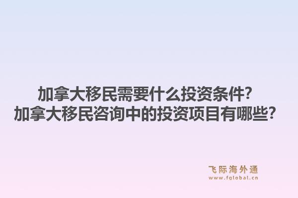加拿大移民需要什么投資條件？加拿大移民咨詢中的投資項目有哪些？