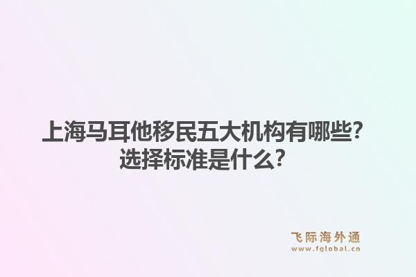 上海馬耳他移民五大機構有哪些？選擇標準是什么？