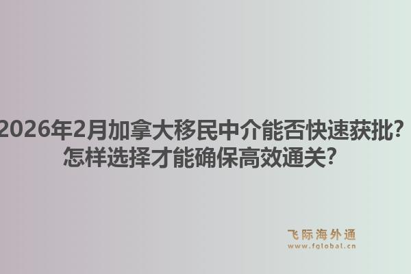 2026年2月加拿大移民中介能否快速獲批？怎樣選擇才能確保高效通關(guān)？