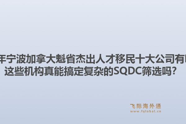 2026年寧波加拿大魁省杰出人才移民十大公司有哪些？這些機(jī)構(gòu)真能搞定復(fù)雜的SQDC篩選嗎？
