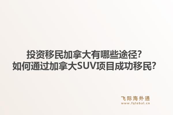 投資移民加拿大有哪些途徑？如何通過(guò)加拿大SUV項(xiàng)目成功移民？1.jpg