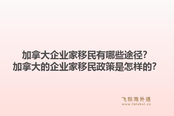 加拿大企業(yè)家移民有哪些途徑？加拿大的企業(yè)家移民政策是怎樣的？